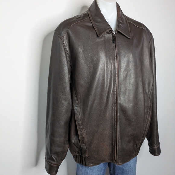 Marc New York Brown Leather Zip Up Jacket XLT - Picture 5 of 11